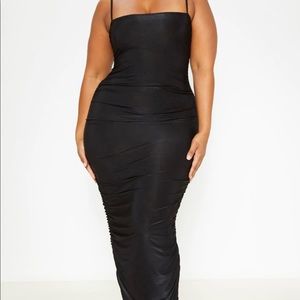 Pretty Little Thing Black Ruched Dress